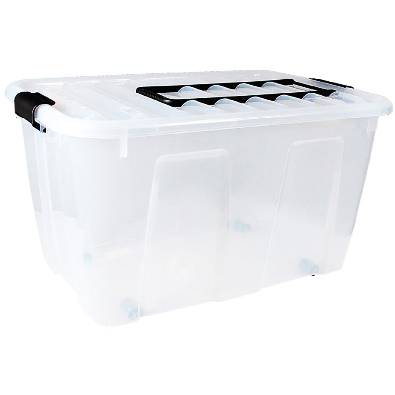 Kunststof opbergbox op wielen met handvat